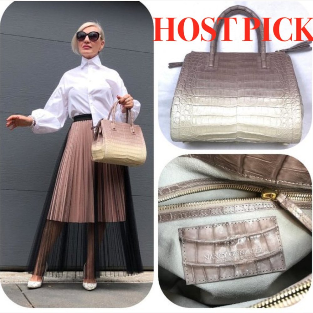 New Auc Nancy Gonzalez Ombre Satchel Crocodile Bag